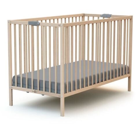 Lit évolutif bébé 60 x 120 cm – En bois massif hêtre – Pliable avec sommier à lattes – Conforme norme EN: 716-1 – Webaby