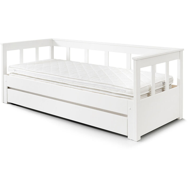 M&s - Lit capitain 90x200 sommier et tiroir inclus Vipack Pino Blanc