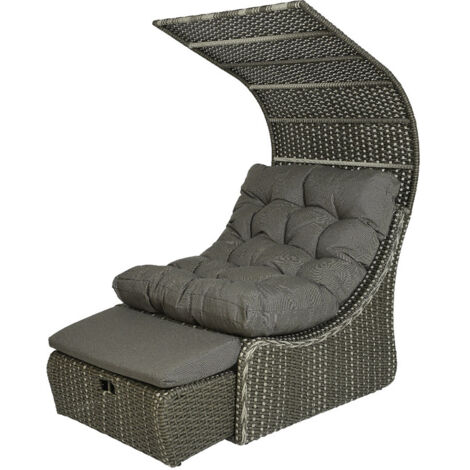 Lit extérieur pour jardin en résine tressée gris Siesta - Jardideco