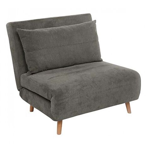 Lit fauteuil convertible de couleur grise anthracite avec des pieds en bois - Longueur 92 x Profondeur 88 x Hauteur 82 cm