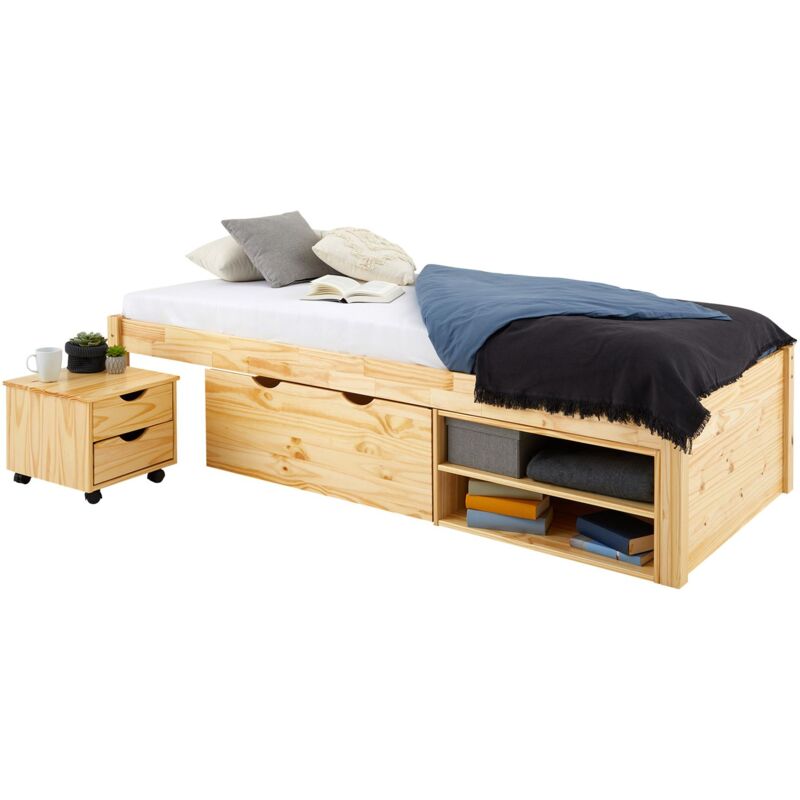 Idimex - Lit fonctionnel sabrina 90x190 cm, en pin massif naturel