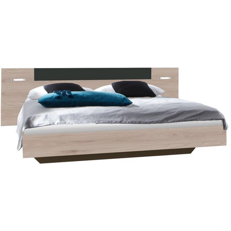 Wimex - Lit futon avec éclairage Led angie couchage 140 x 200 cm chêne hickory et graphite