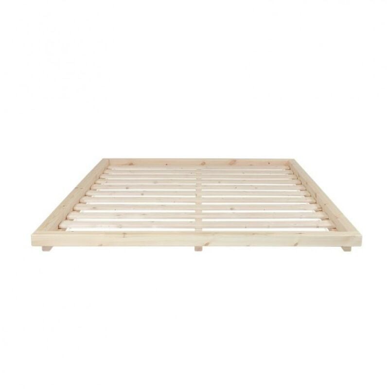 Sommier futon dock bed pin laqué naturel couchage 160 cm - natural