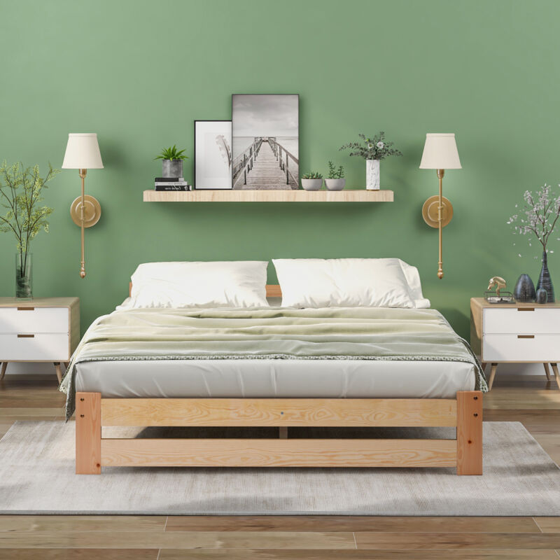 Rosahqnda - Lit futon en bois massif, 140x200 cm, avec
