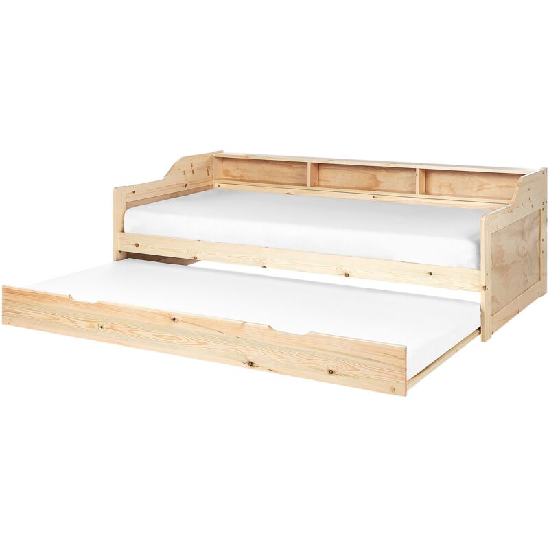 Beliani - Lit Gigogne 1 Place 90 x 200 cm 2 Sommiers Extensible en Bois de Pin Clair Edern