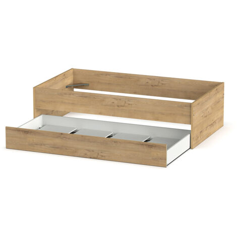 Lit gigogne 2 lits  90x 190 cm coloris Chêne doré- Longueur 202 x Hauteur 54 x Profondeur 97 cm