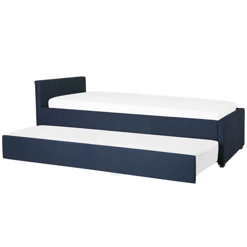 Beliani - Lit Simple Gigogne en Tissu Bleu Marine 80 x 200 cm Elégant et Classique pour Chambre au Style Contemporain ou Moderne