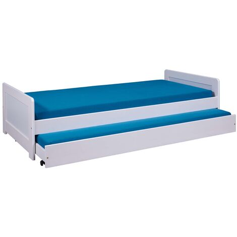 Lit gigogne 90x200 cm en pin massif blanc