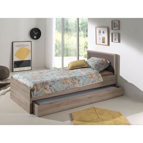Lit gigogne bois clair et marron Foresta 90x200