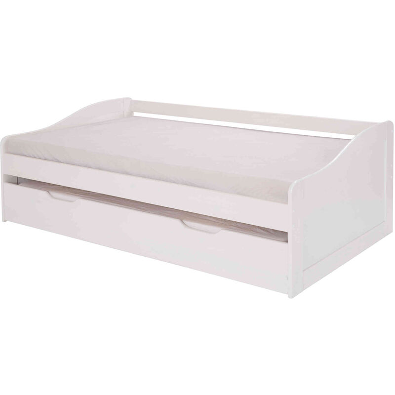 Lit gigogne en bois massif blanc 90x190 - LT20001 - Blanc
