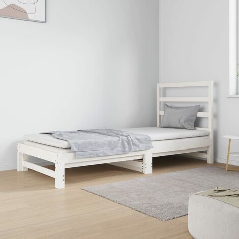 Lit gigogne,Lit coulissant Simple pour Salon Chambre Blanc 2x(90x190) cm Bois de pin massif -VA41351