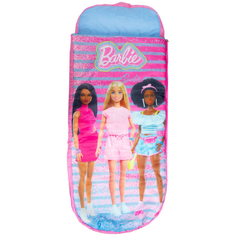 Character World - Lit gonflable 2 en 1 avec sac de couchage intégré - Barbie 3 personnages Character World - Lit gonflable 2 en 1 avec sac de couchage intégré - Barbie 3 personnages
