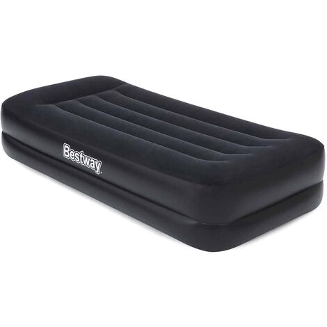 Bestway – Matelas gonflable 1 place 46 cm – Vinyle robuste avec dessus en velours – Structure I-Beam Tritech – Gonflage électrique intégré