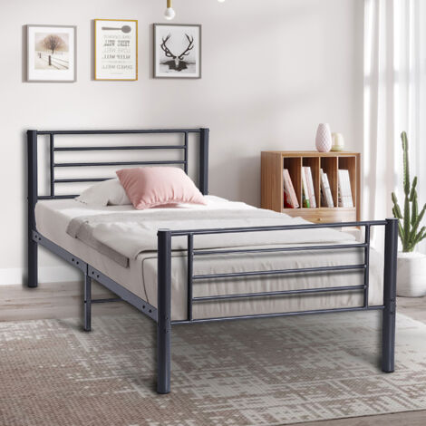 Lit gris métal Sammy 90x200 Cadre 97x210 H-H 80