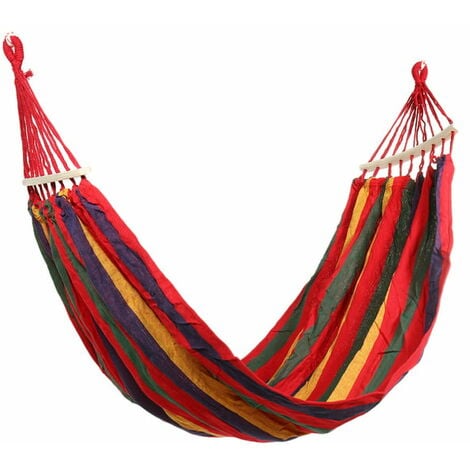 Lit hamac double en coton de style brésilien pour 1/2 personne, avec sac de transport portable, arc-en-ciel.