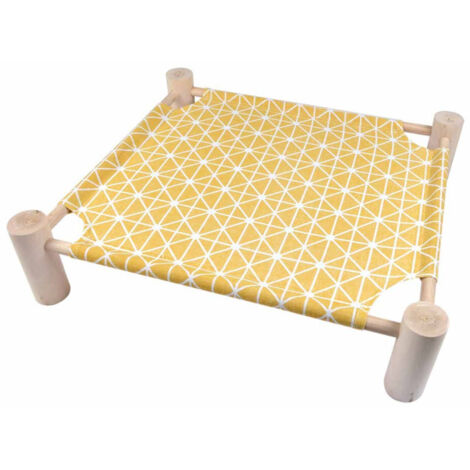 Lit Hamac pour Chat en Bois "Boho" 53cm Moutarde