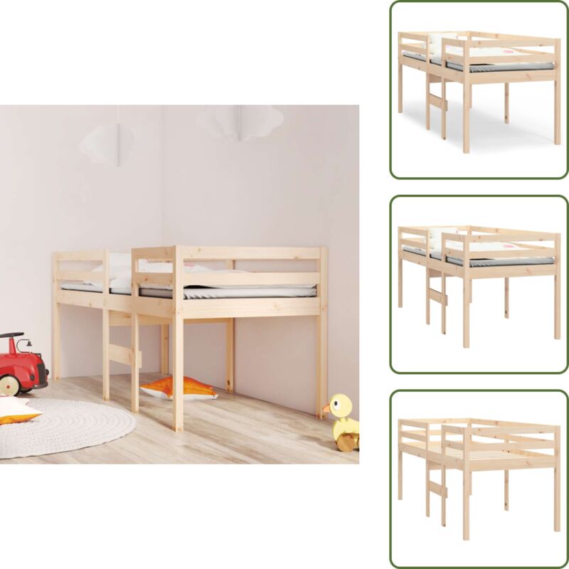 Vidaxl - Lit haut sans matelas 80x200 cm bois de pin massif - Lit Mezzanine - Lit Surélevé - Lit Enfant - Lit Double Hauteur - Meuble Rangement
