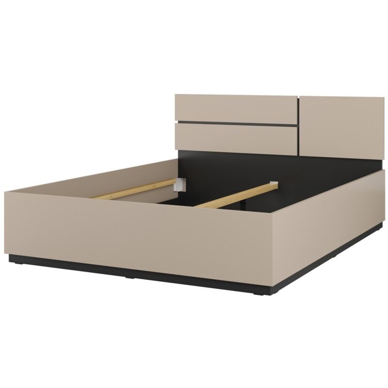 Lit HAVANA 160x200 cm beige et noir – Élégance contemporaine et structure sans sommier