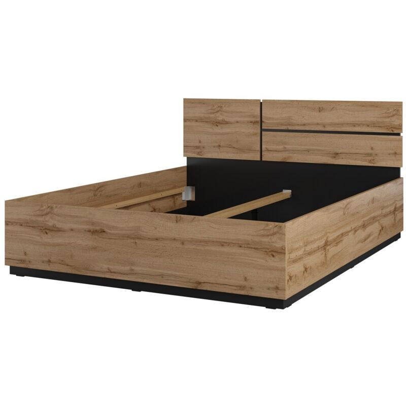 Lit HAVANA 160x200 cm blanc et noir – Lit design moderne pour chambre adulte