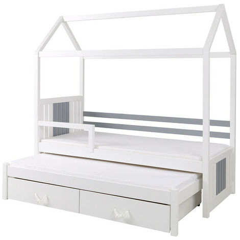 Lit Henderson 131 , Unique, Lit simple avec lit gigogne, 80x170, 80x180, Bois, Disponible, 87x190x186cm