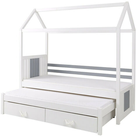 Lit Henderson 131 , Unique, Lit simple avec lit gigogne, 80x170, 80x180, Bois, Disponible, 87x190x186cm
