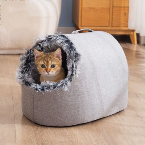 Lit Igloo Douillet pou Chat ou Petit Chien Coussin Lavable