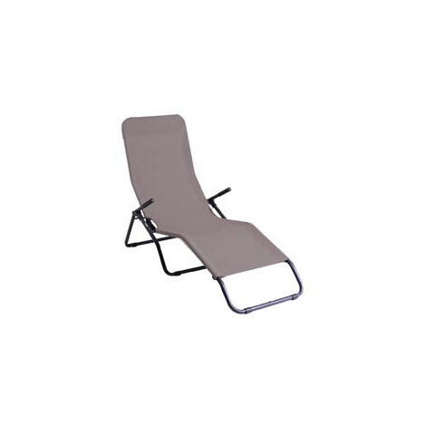 Lit inclinable en acier anthracite avec revêtement textilène écru – Dossier réglable 2 positions – Largeur 133 cm – Longueur 81 cm – Beach And Garden Design