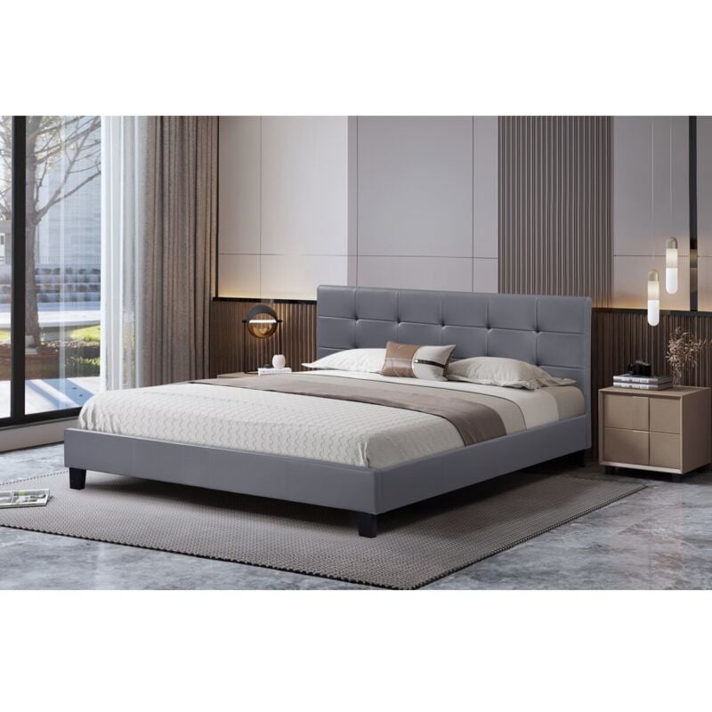 Habitat Et Jardin - Lit double en pvc 'Julia' - 140 x 190 cm - Gris