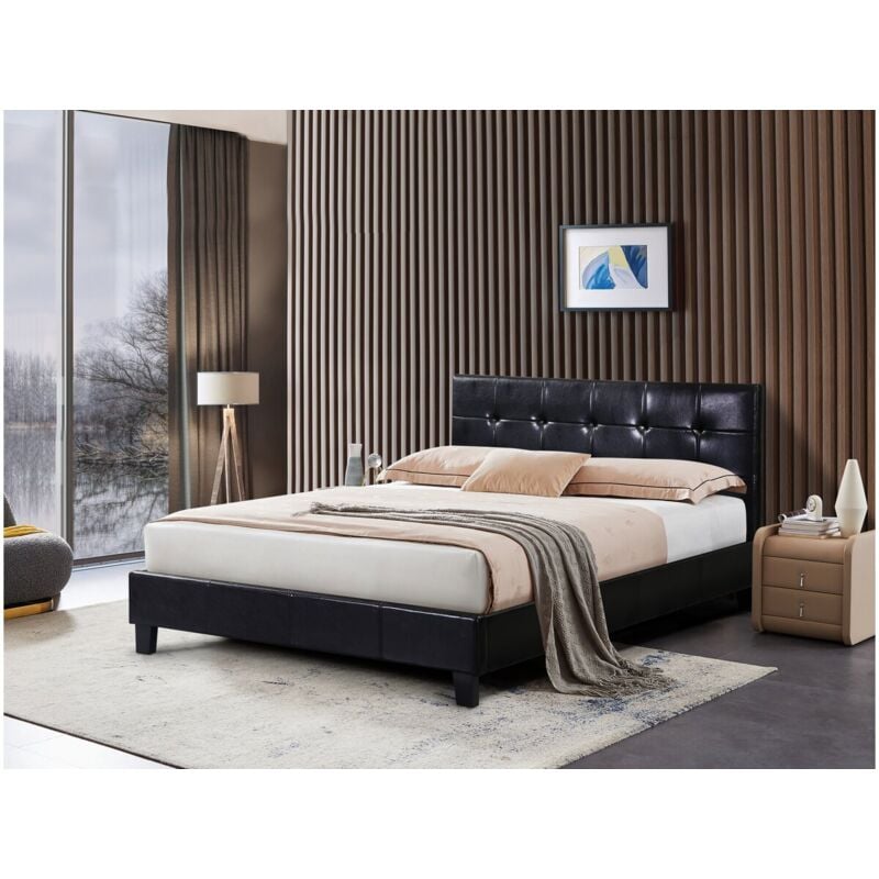 Habitat Et Jardin - Lit double en pvc 'Julia' - 140 x 190 cm - Noir