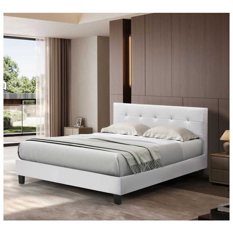 Lit double en pvc "Julia" - 180 x 200 - Blanc