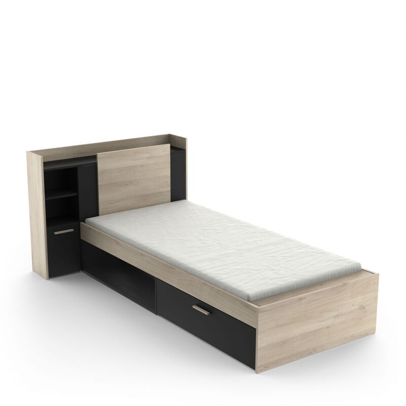 Lit juvénile fulham - Chêne / Noir