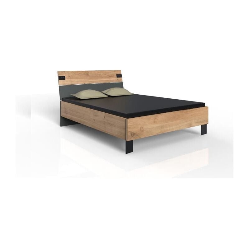 Wimex - Lit - lamia - 140 x 200 cm - Chene poutre / Graphite