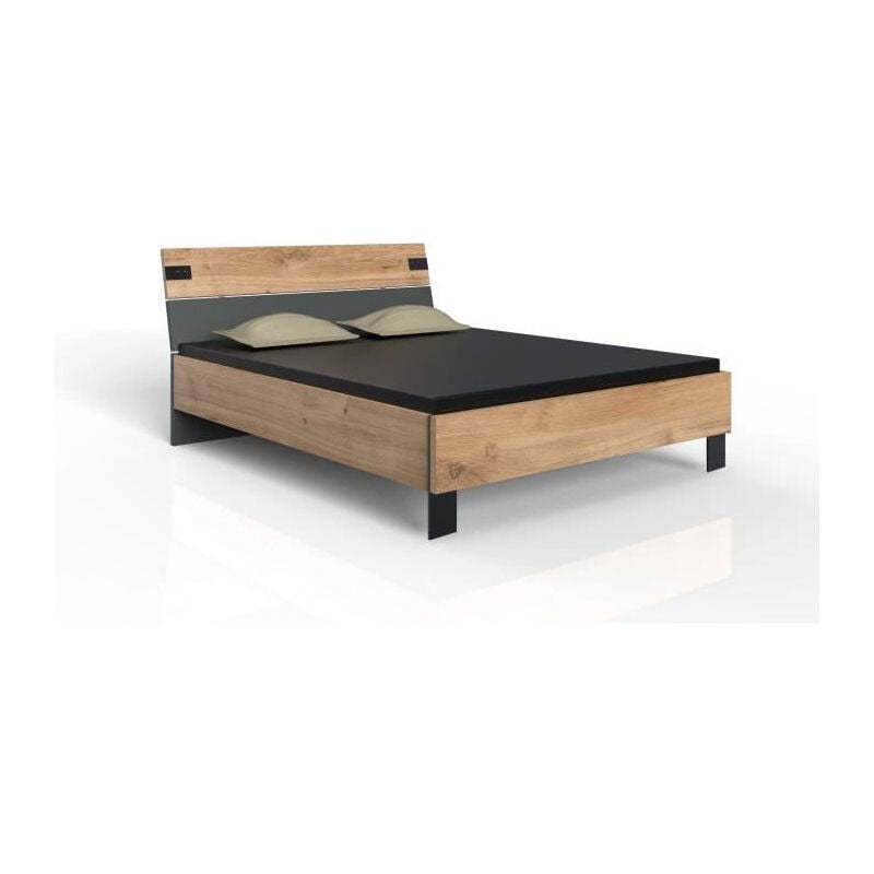 Wimex - Lit - lamia - 160 x 200 cm - Chene poutre / Graphite