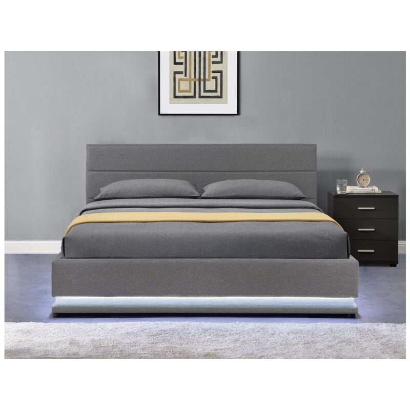 Habitat Et Jardin - Lit led avec coffre 'Anastasia' - 140 x 190 - Gris foncé