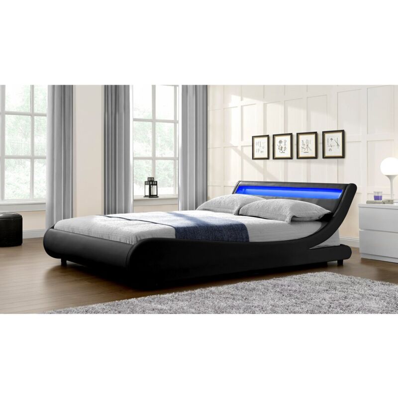 Lit led 'Natacha' - 140 x 190 cm - Noir