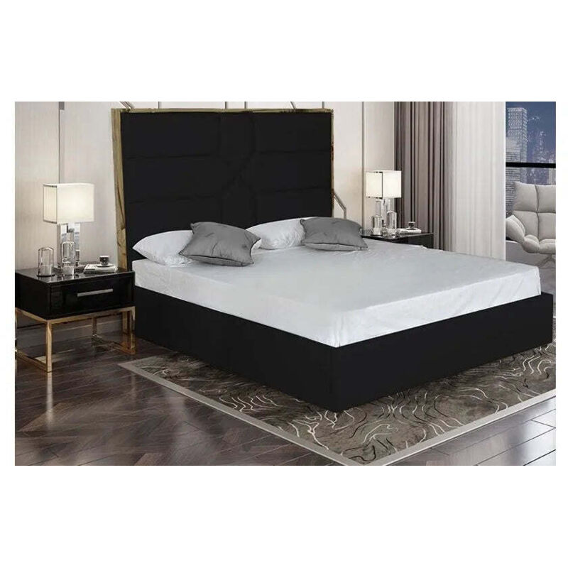 Homy France - Lit 2 places 160x200 cmMARK similicuir noir avec sommier intégré