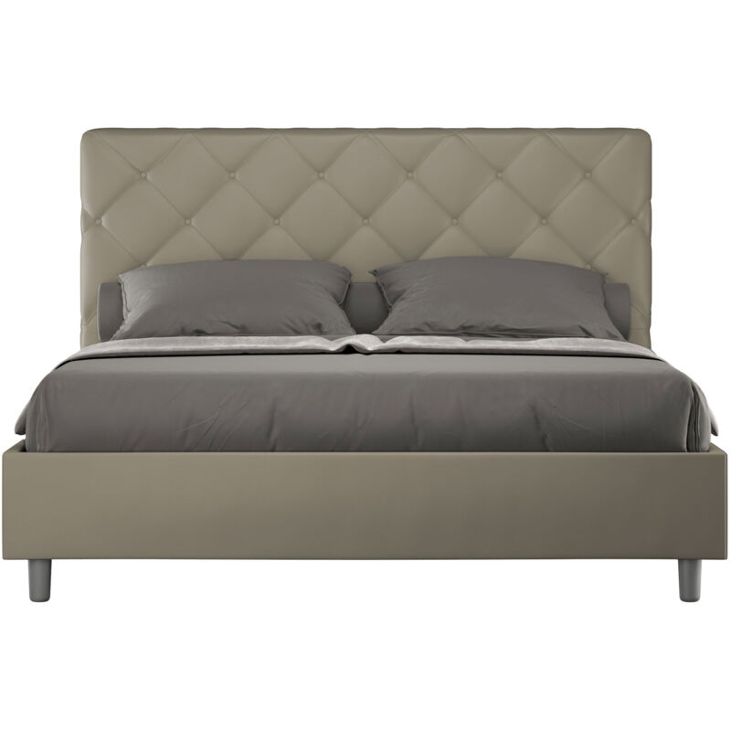 Ityhome - Cadre de lit coffre rembourrée 160x190 similicuir blanc Azelia
