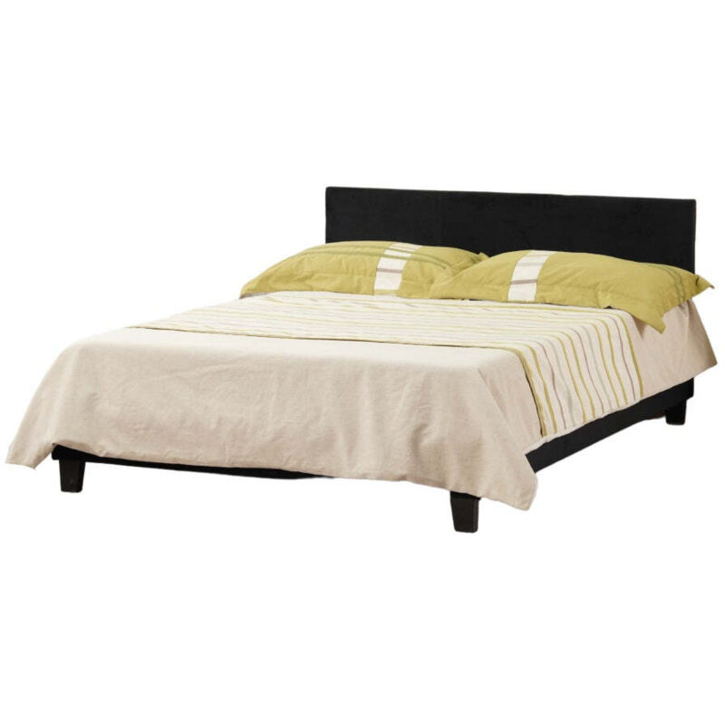 Homy France - Lit 2 places 160x200 cm melbourne Velours Beige avec sommier intégré