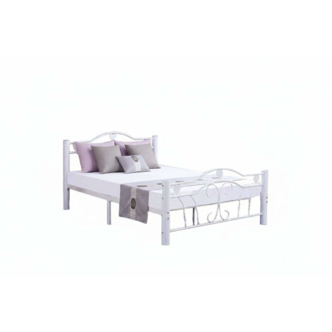 Lit métal blanc 140x190 cm avec sommier HERCULE