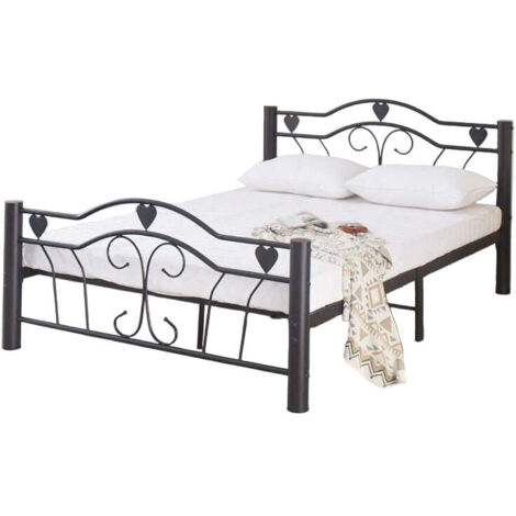 Lit métal noir 140x190 cm avec sommier HERCULE