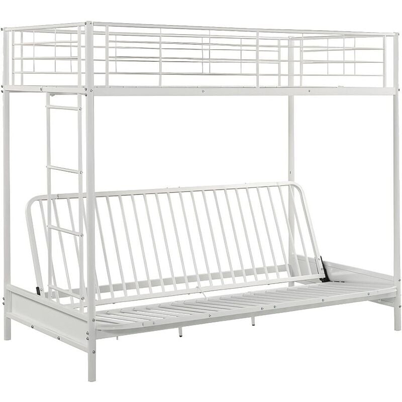 Lit mezzanine 90 x 190 cm - Avec banquette convertible - Métal - Blanc - modulo v