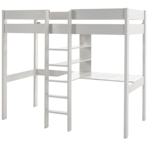 Lit Mezzanine & Bureau Enfant "Pino" 90x200cm Blanc