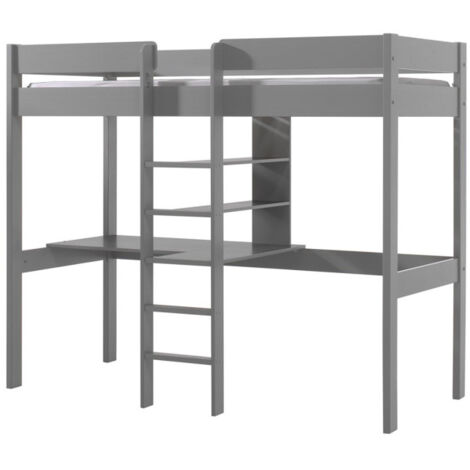 Lit Mezzanine & Bureau Enfant "Pino" 90x200cm Gris