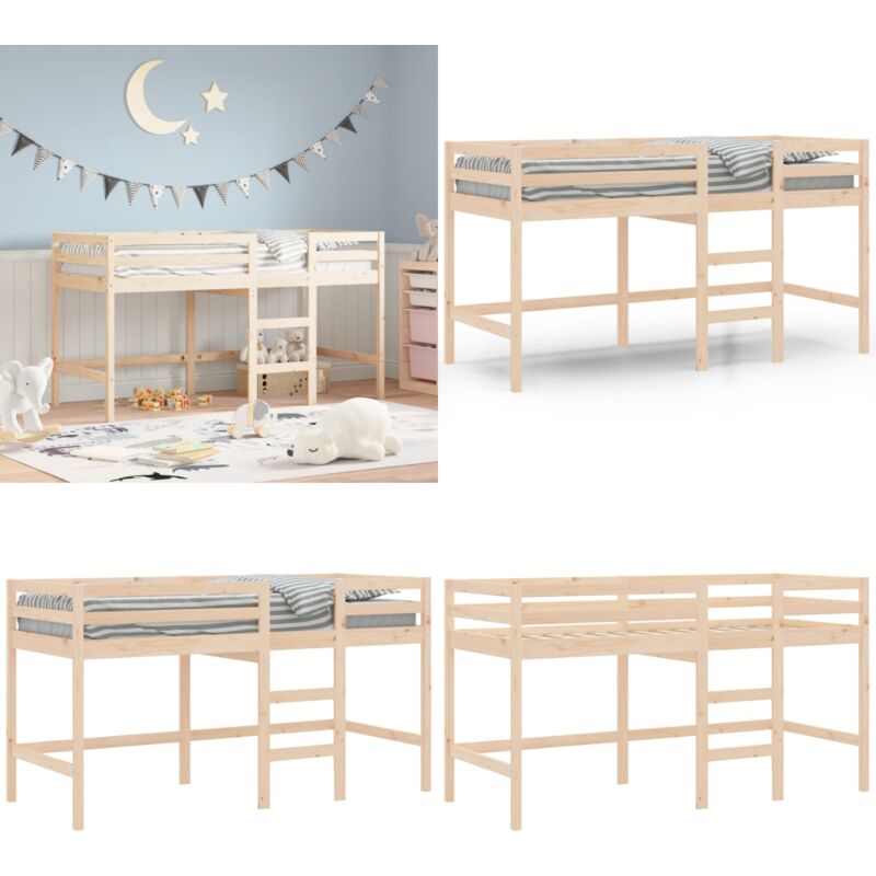 Lit mezzanine d'enfants sans matelas avec échelle 90x200 cm - Lit Mezzanine Enfant - Lit Double Niveau - Lit Cabane - Mobilier Enfant - Meuble Design