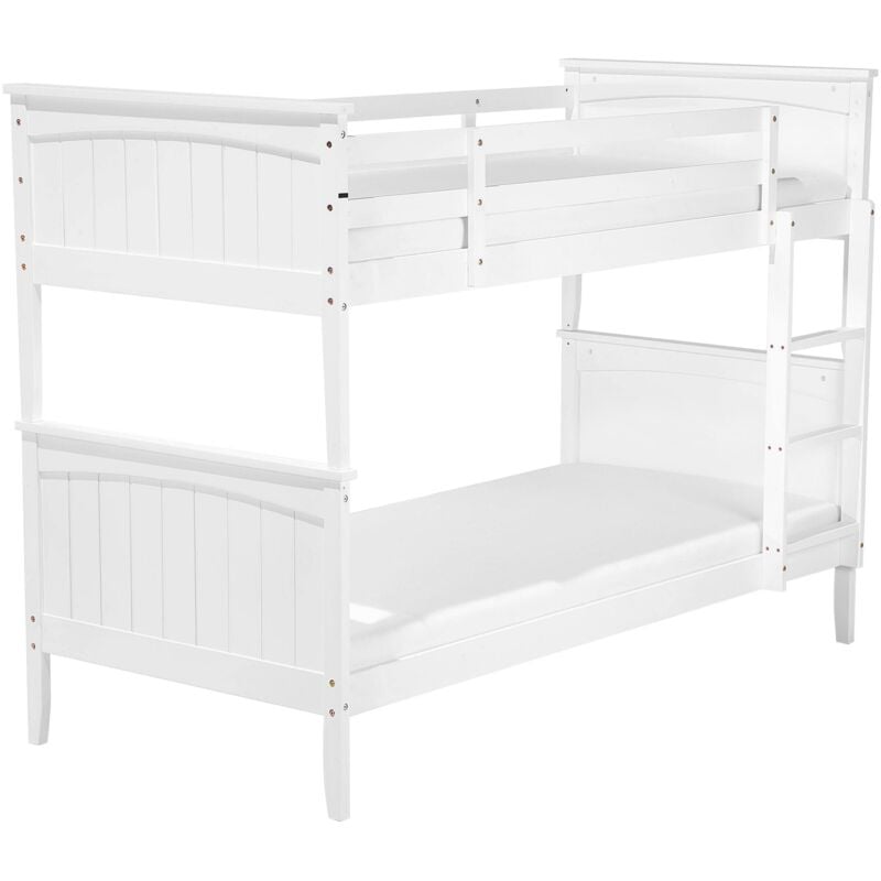 Beliani - Lit Superposé en Bois Blanc 90 x 200 cm Elégant de Style Minimaliste pour Chambre Moderne ou Scandinave