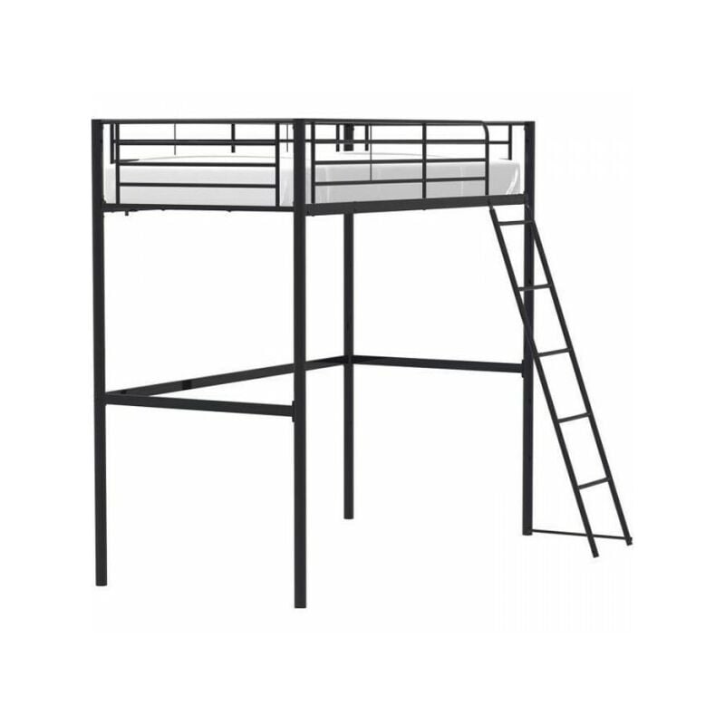Sans Marque - Lit mezzanine enfant eliot en métal noir 90x190cm avec sommier inclus