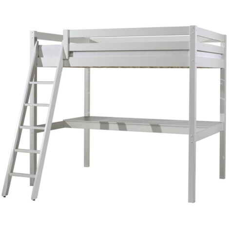 Lit Mezzanine Enfant & Plan de Travail "Pino" 140x200cm Blanc