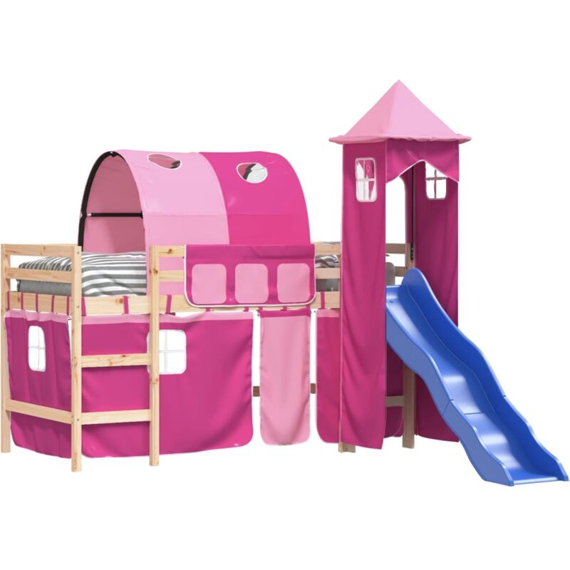 Vidaxl - Lit mezzanine enfants avec tour sans matelas rose 80x200 cm