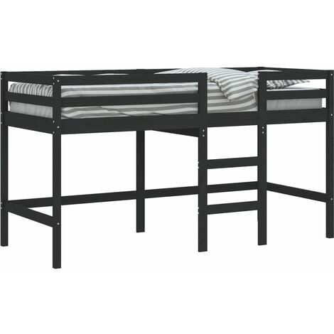 Lit mezzanine d'enfants sans matelas avec échelle noir 90x190cm vidaXL