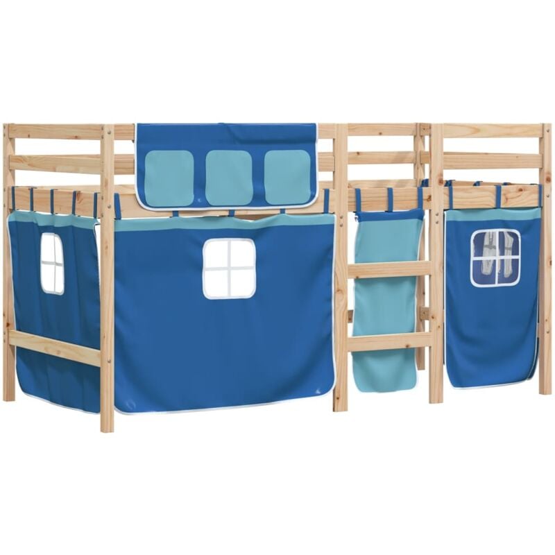 Vidaxl - Lit mezzanine enfants avec rideaux sans matelas bleu 90x190 cm